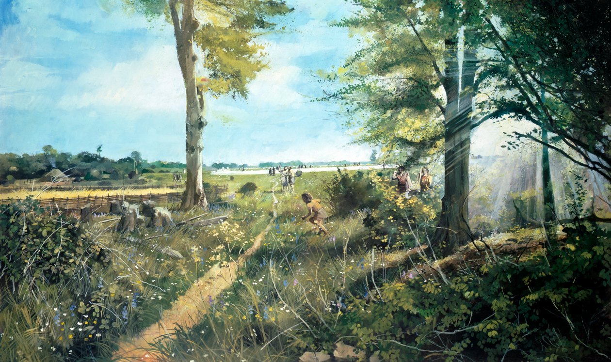 Stonehenge Landschaft, ca. 3000 v. Chr., ca. 1990-2010 von Ivan Lapper
