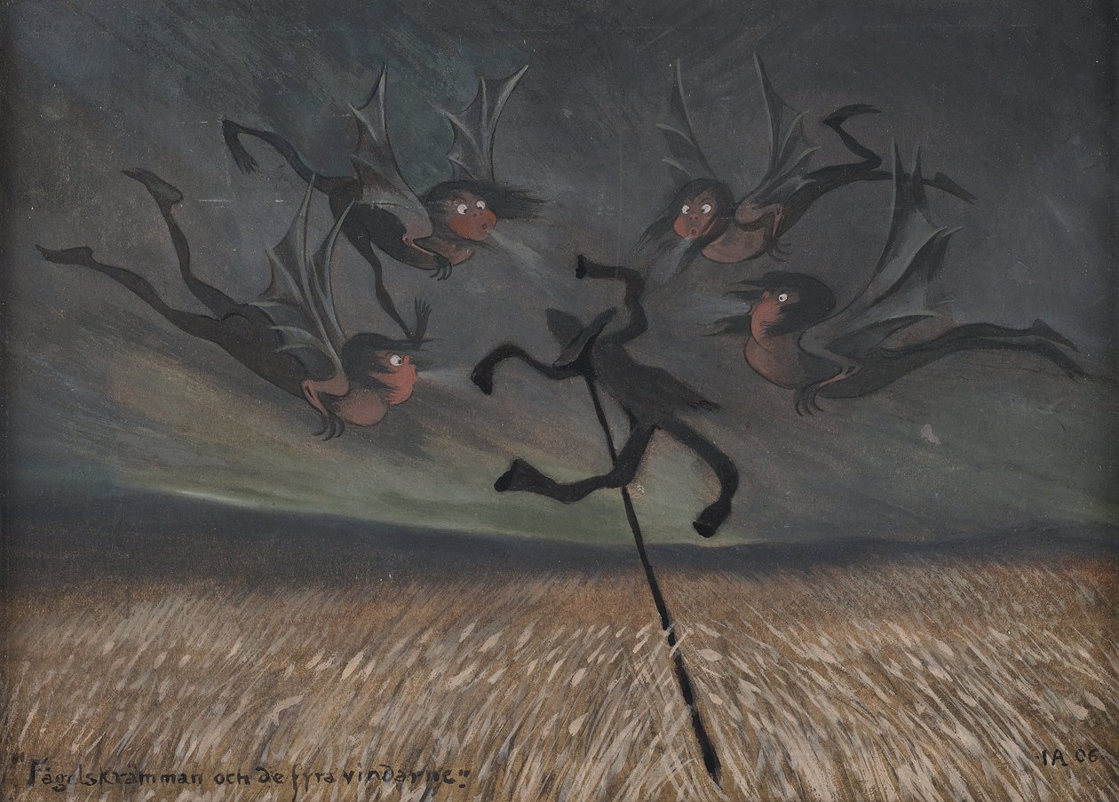 Die Vogelscheuche und die vier Winde, 1906 von Ivar Arosenius