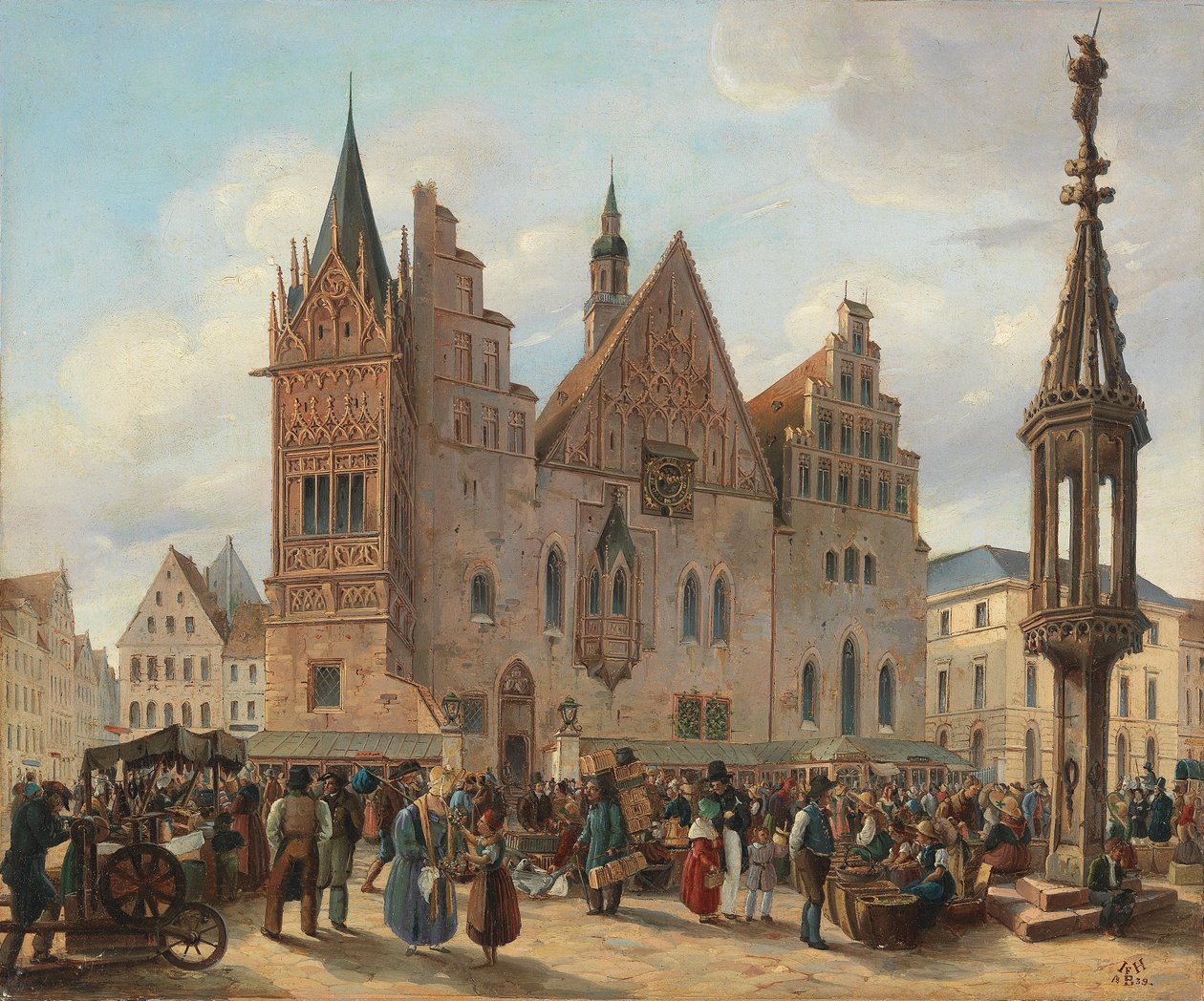 Marktplatz von Breslau mit Rathaus von J. H. Bondras
