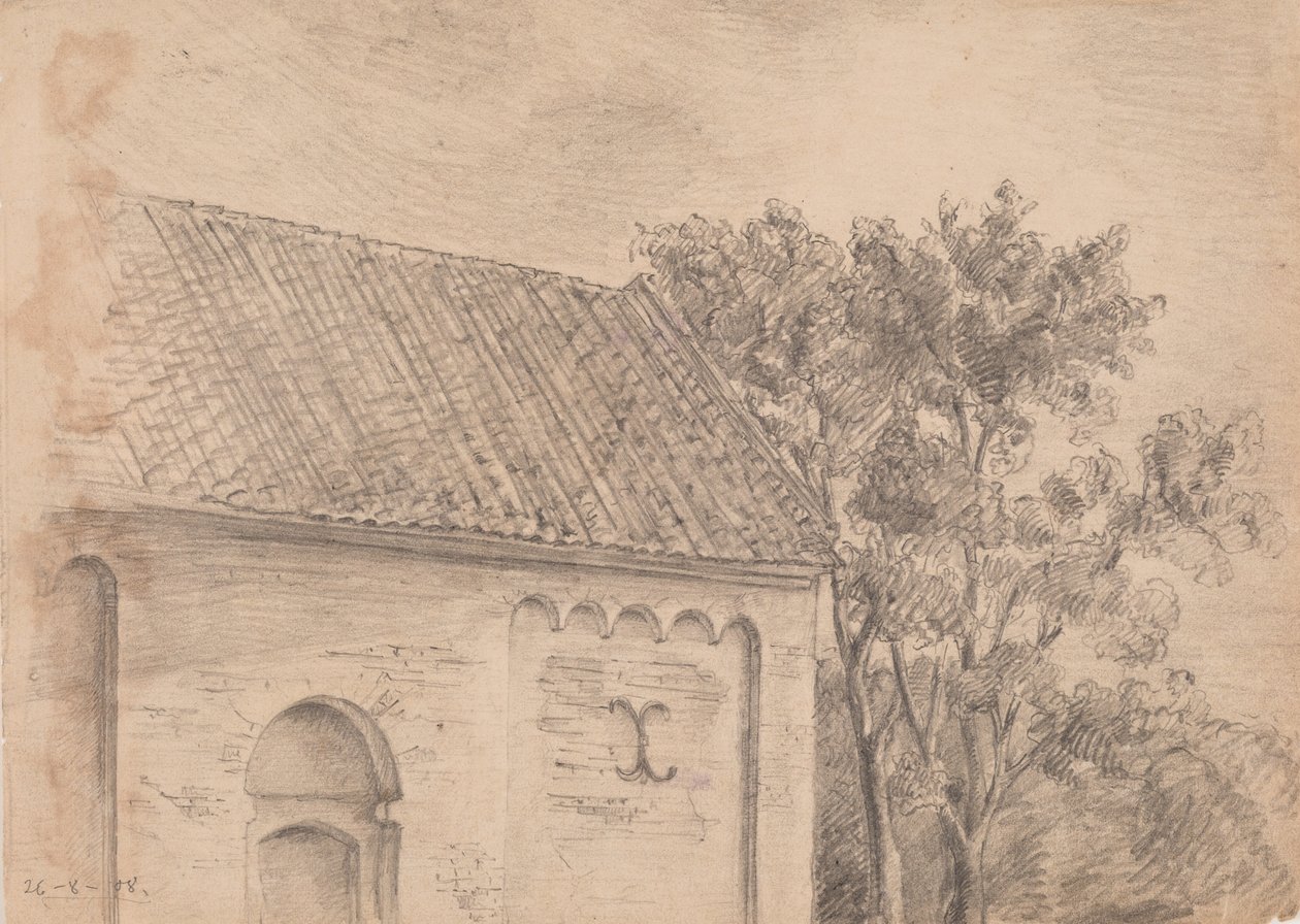Kirchenarchitektur mit Bäumen von J.A. Jerichau (II)