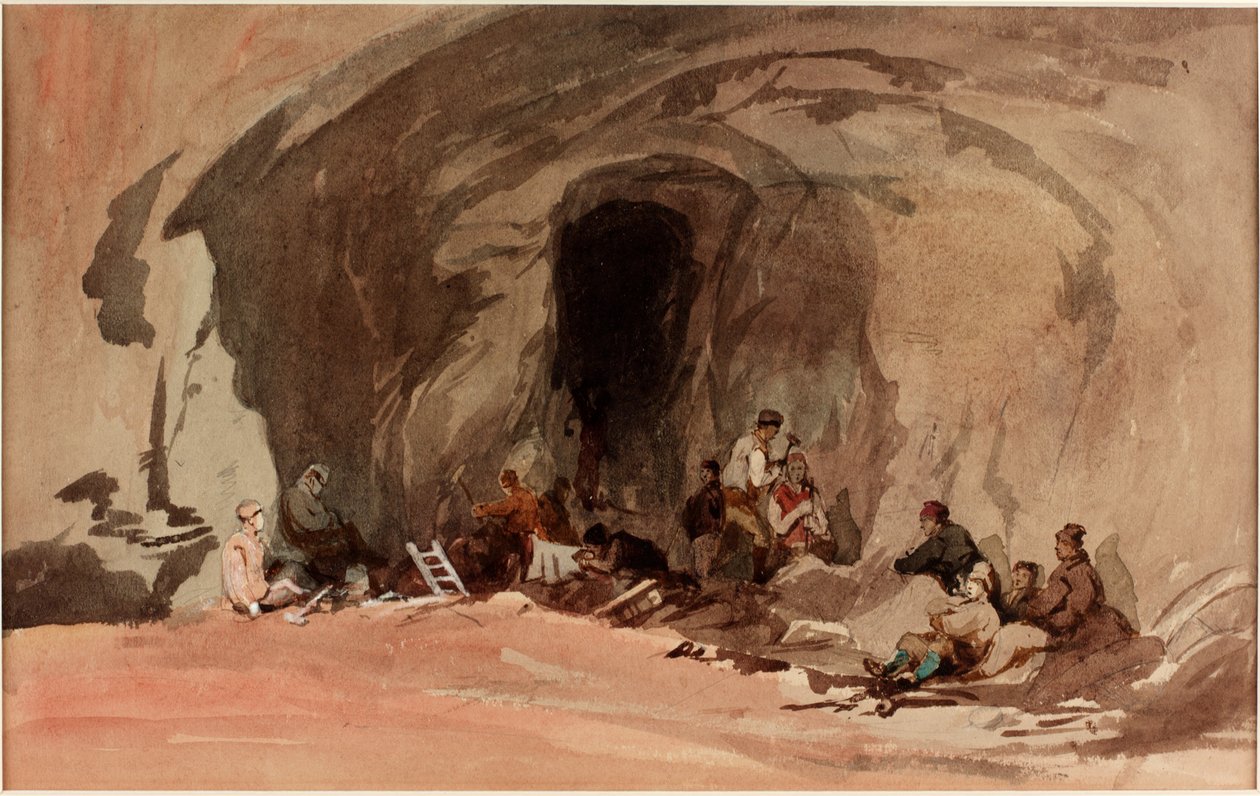 Bergleute, Eingang zu einer Eisenerzmine von J.B. Brown