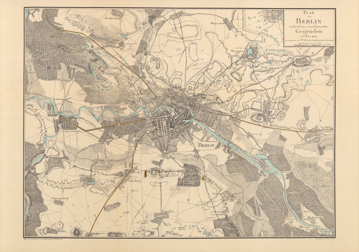 Karte von Berlin, 1802 von F. Schneider