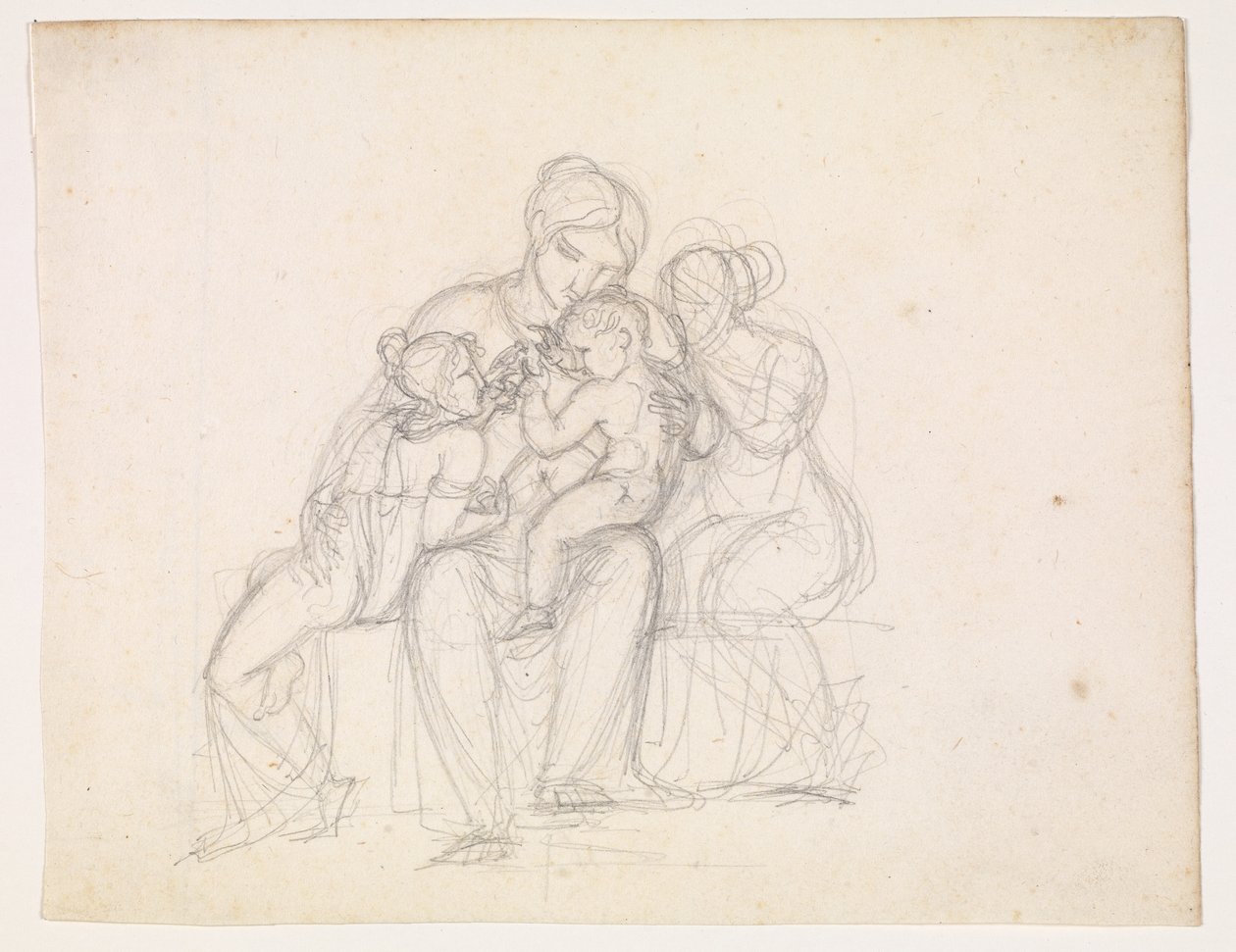 Figurengruppe. Frau und 3 Kinder von J.L. Lund