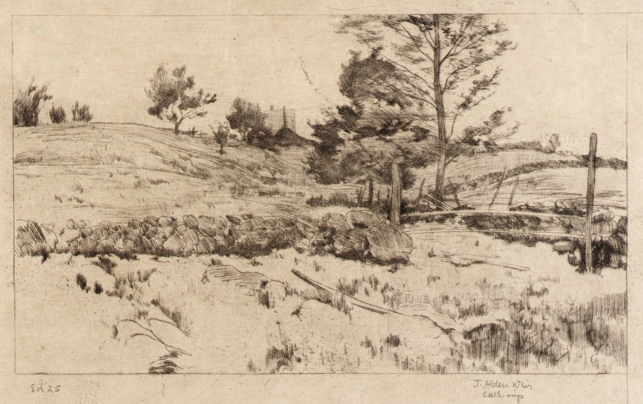 Landschaft (Skizze von Feldern) von J. Alden Weir