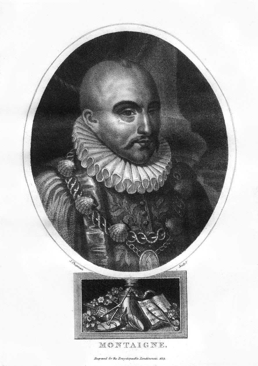 Michel Eyquem de Montaigne, französischer Schriftsteller, 1817 von J. Chapman
