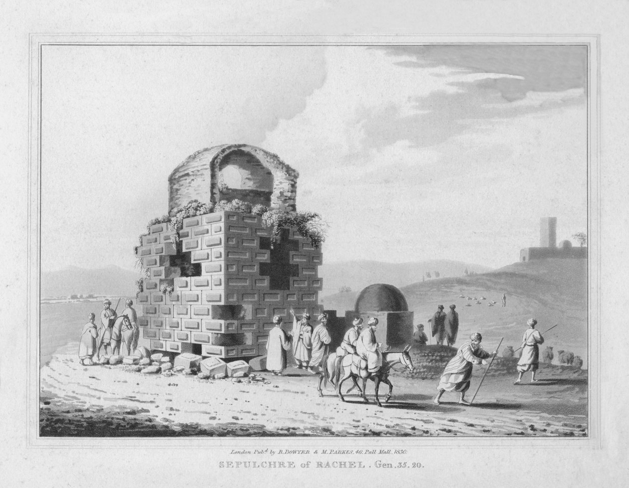Grab von Rachel. Genesis. 35.20, 1830 von J. Clarke