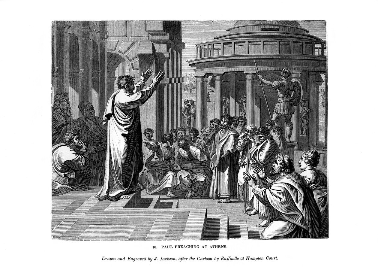 Paulus predigt in Athen, 1843 von J. Jackson