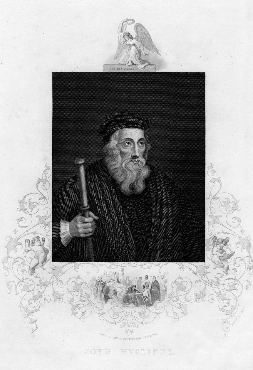 John Wycliffe, englischer Theologe, 19. Jahrhundert von J. Rogers