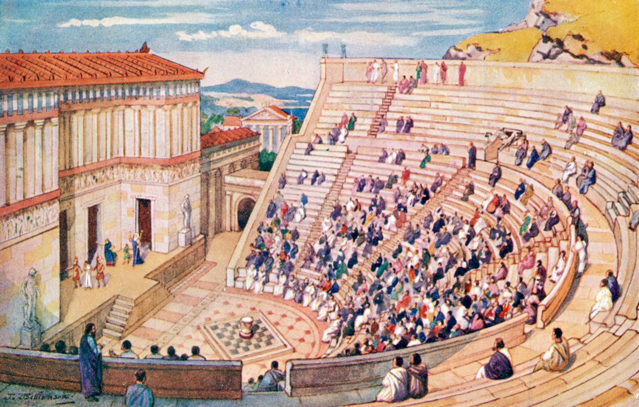 Postkarte, die ein Amphitheater darstellt, Römisches Reich (Druck) von J. Williamson