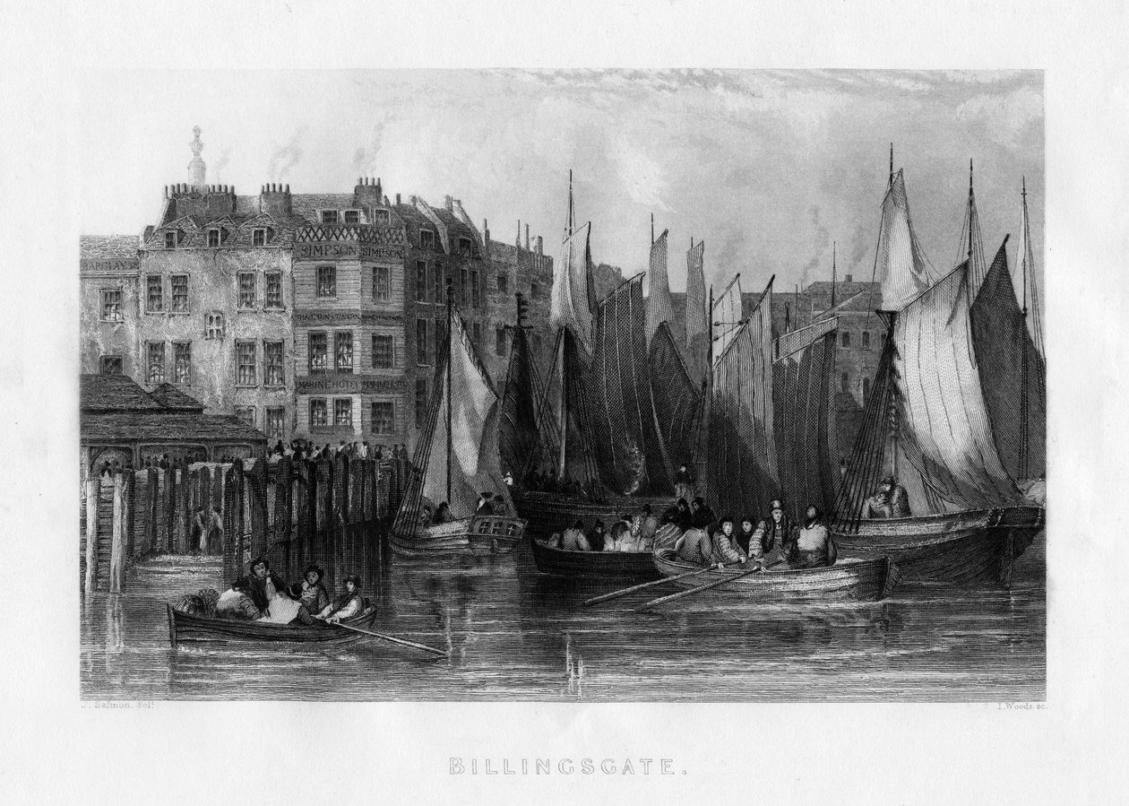 Billingsgate, London, 19. Jahrhundert von J. Woods