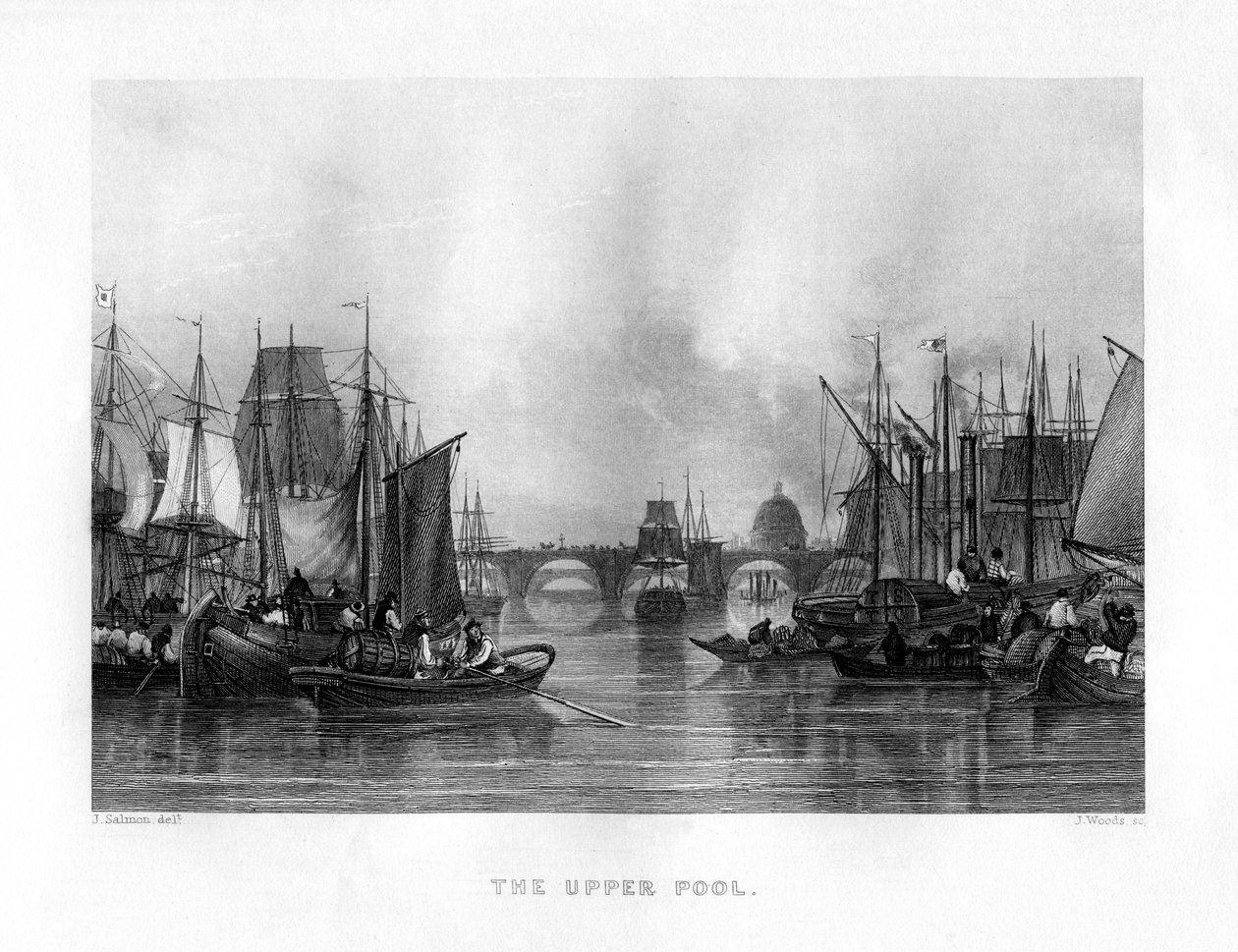 The Upper Pool, London, 19. Jahrhundert von J. Woods