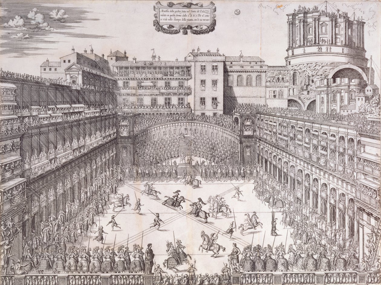 Turnier im Vatikan, im Cortile de Belvedere von Jacob Binck