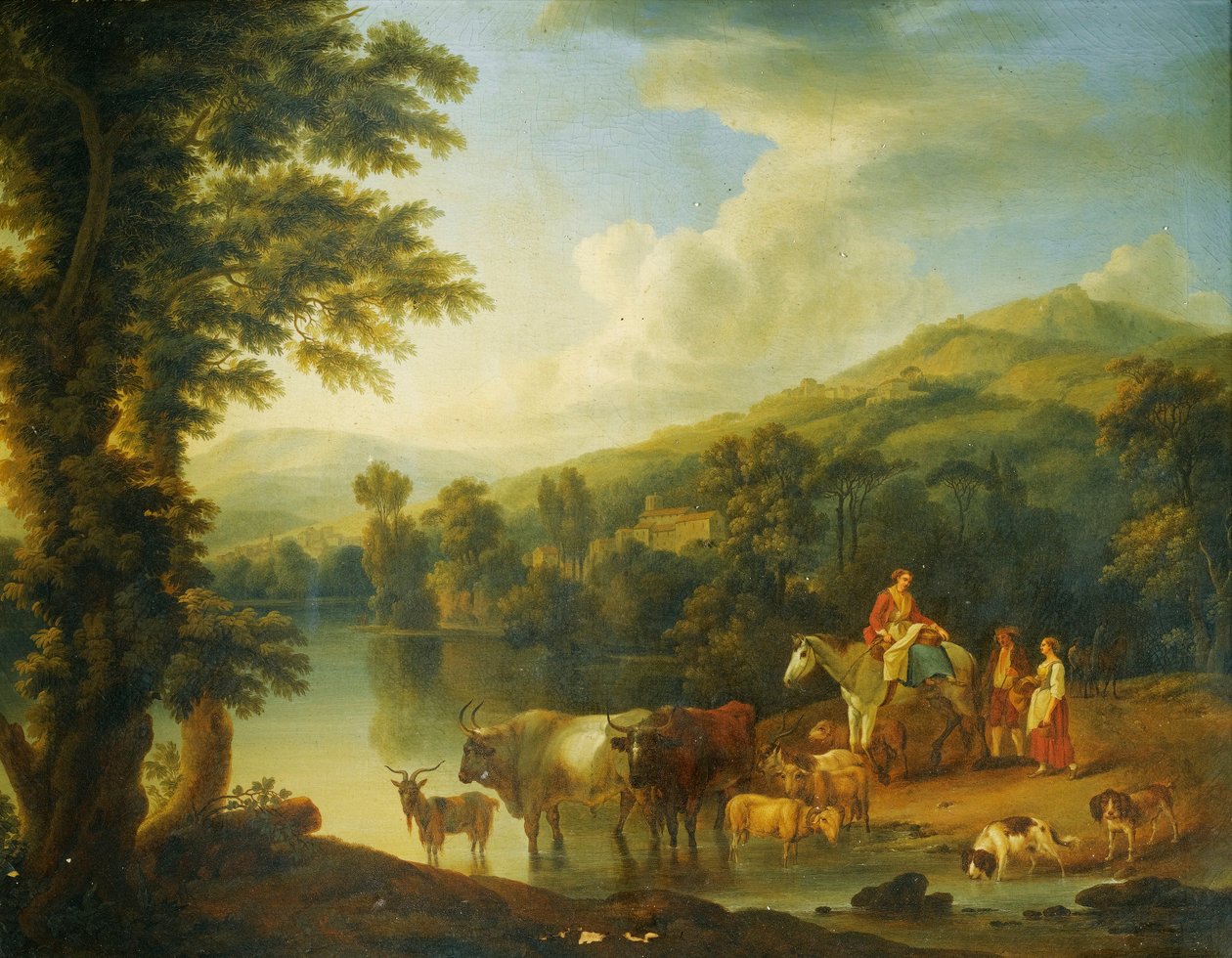Flusslandschaft mit Reiterin von Jacob Philipp Hackert