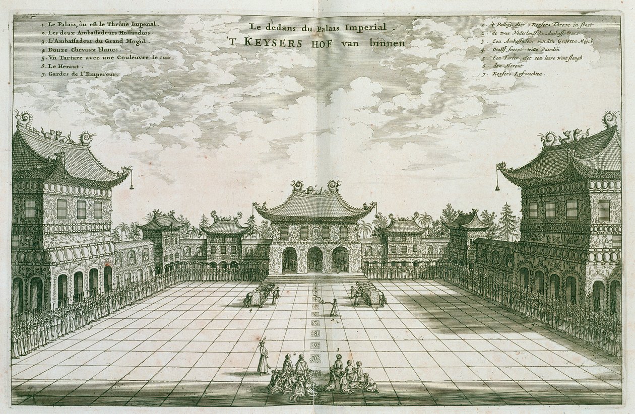 Im Inneren des Kaiserpalastes, aus einem Bericht einer niederländischen Botschaft nach China, 1665 von Jacob van Meurs