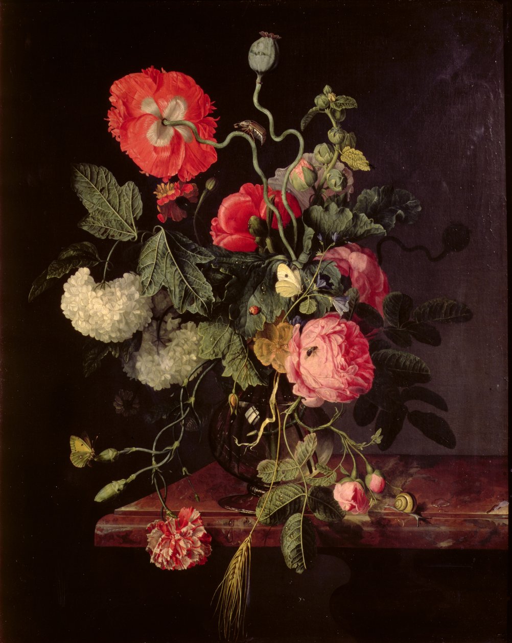 Blumen in einer Glasvase, 1667 von Jacob van Walscapelle