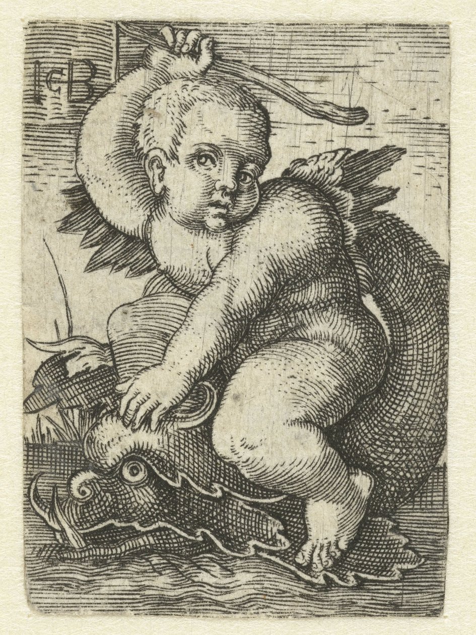 Putto auf einem Delfin von Jacob Binck