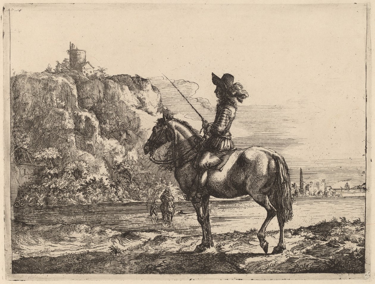 Flusslandschaft mit Reiter von Jacob Duck