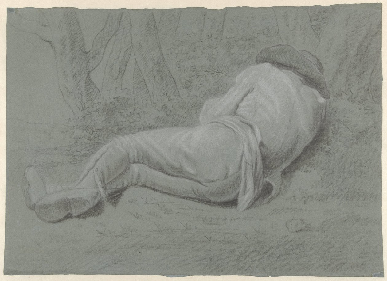 Mann liegend unter Bäumen von Jacob Ernst Marcus (attributed to)
