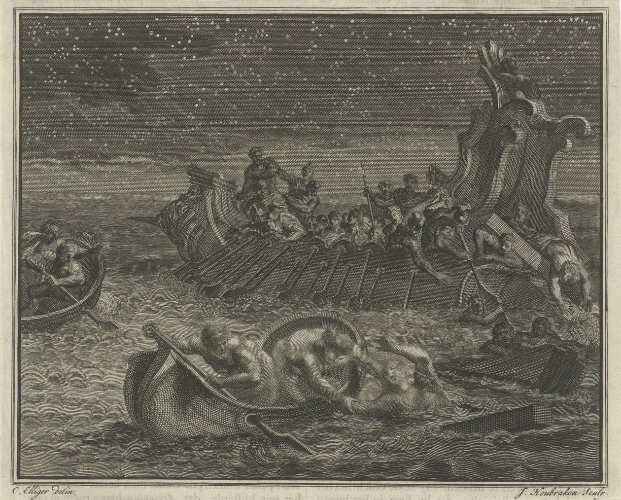 Galeerenschiff rettet Schiffbrüchige von Jacob Houbraken