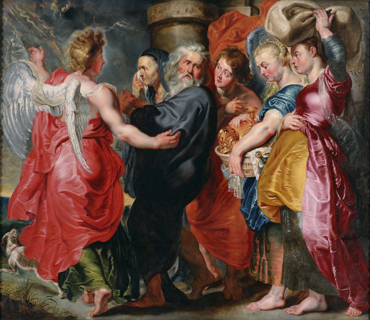ソドムを去るロトとその家族（ルーベンスの構図に基づく） von Jacob Jordaens