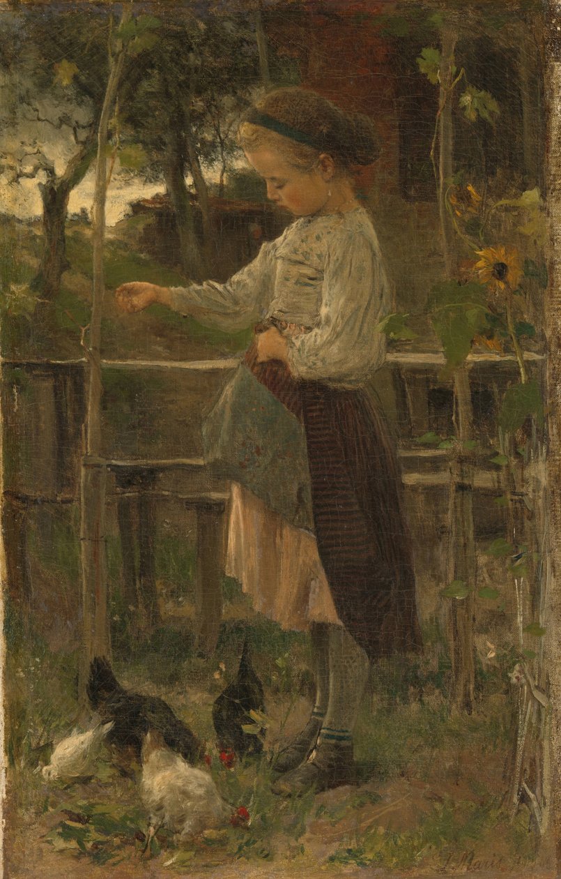Hühner füttern von Jacob Maris