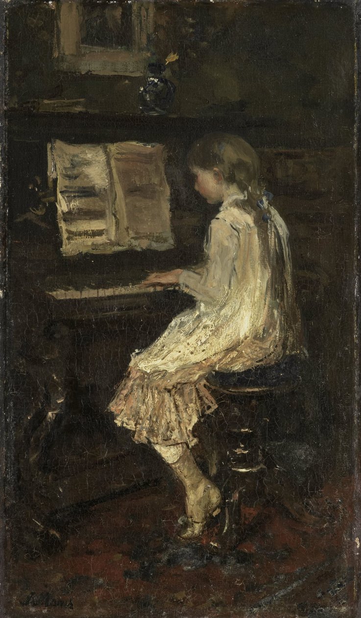 Mädchen am Klavier von Jacob Maris