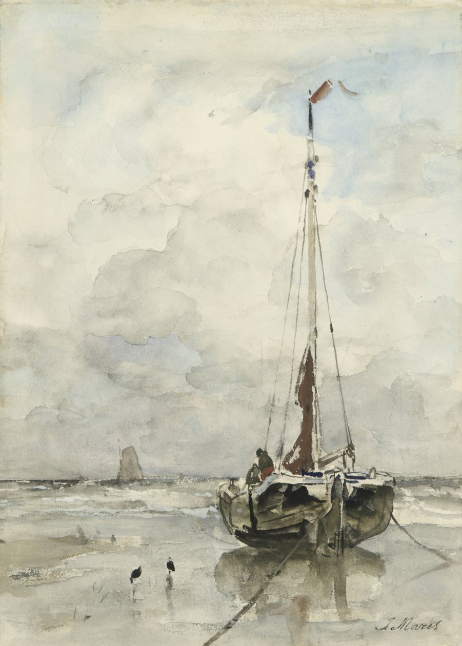 Fischerboot am Strand von Jacob Maris