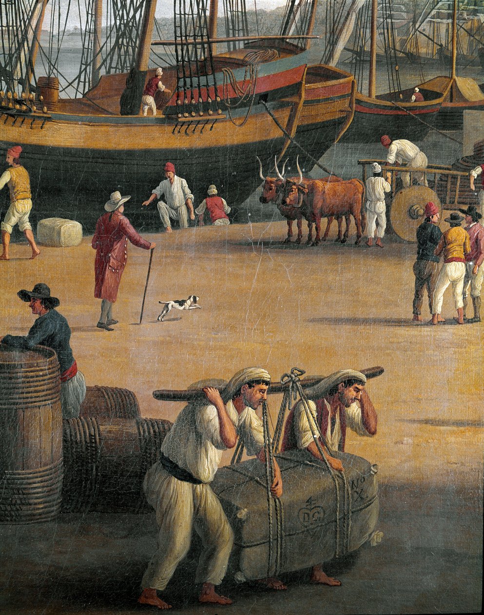 Blick auf den Hafen von Messina, Arbeiter von Jacob Philippe Hackert
