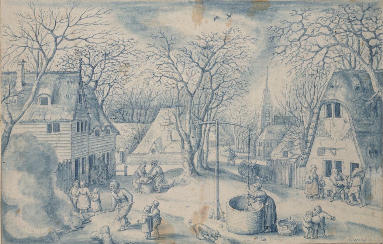 Dorfszene: Winter, 16. Jahrhundert von Jacob Savery I