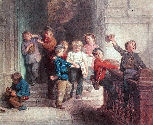 Spielen vor dem Klassenzimmer von Jacob Spoel
