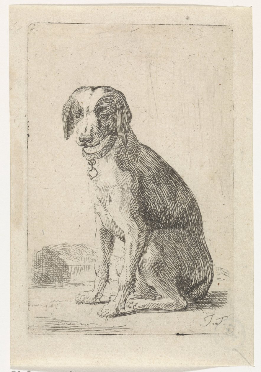 Sitzender Hund mit Halsband von Jacob Toorenvliet
