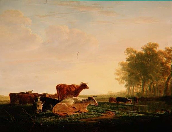 Vieh in einer Landschaft von Jacob Van Stry