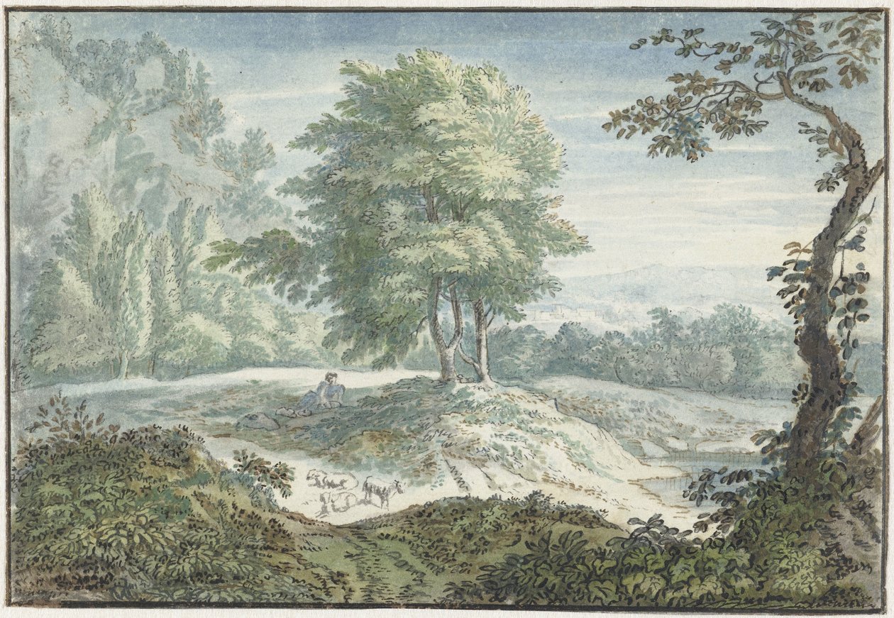 Landschaft mit Schafen von Jacob van Liender