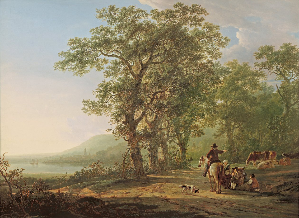 Figuren in einer Waldlandschaft von Jacob van Strij