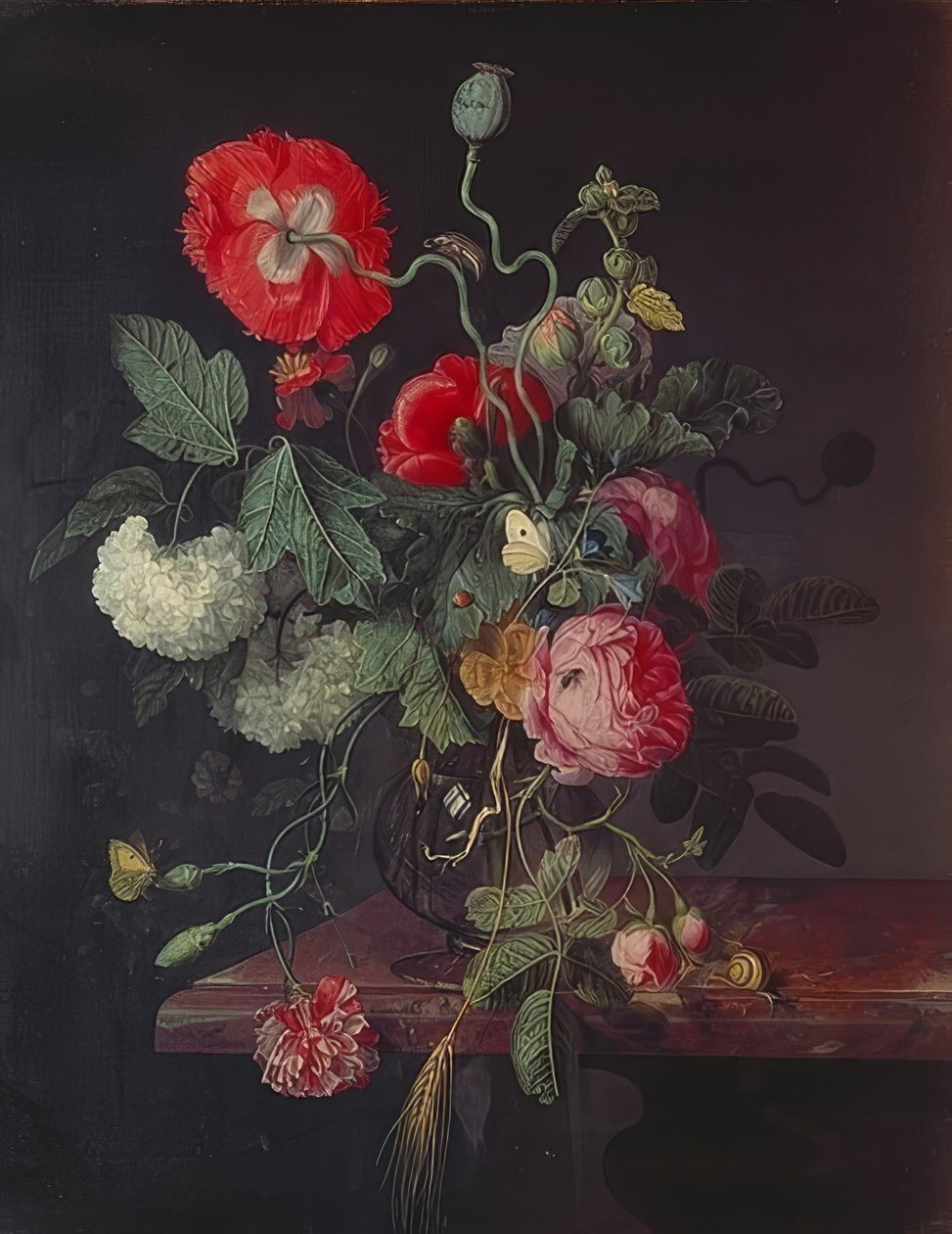 Blumen in einer Glasvase von Jacob van Walscapelle
