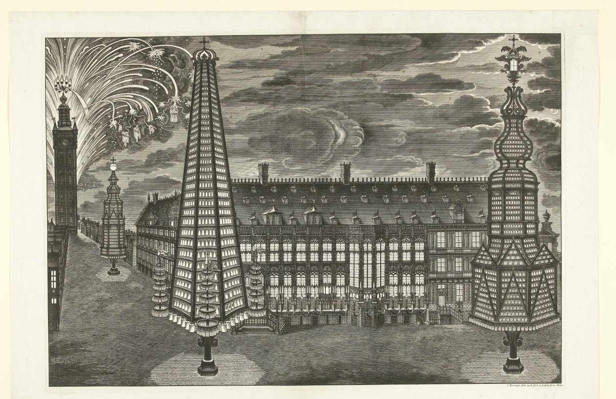 Illumination und Feuerwerk in Gent, 1717 von Jacobus Harrewijn