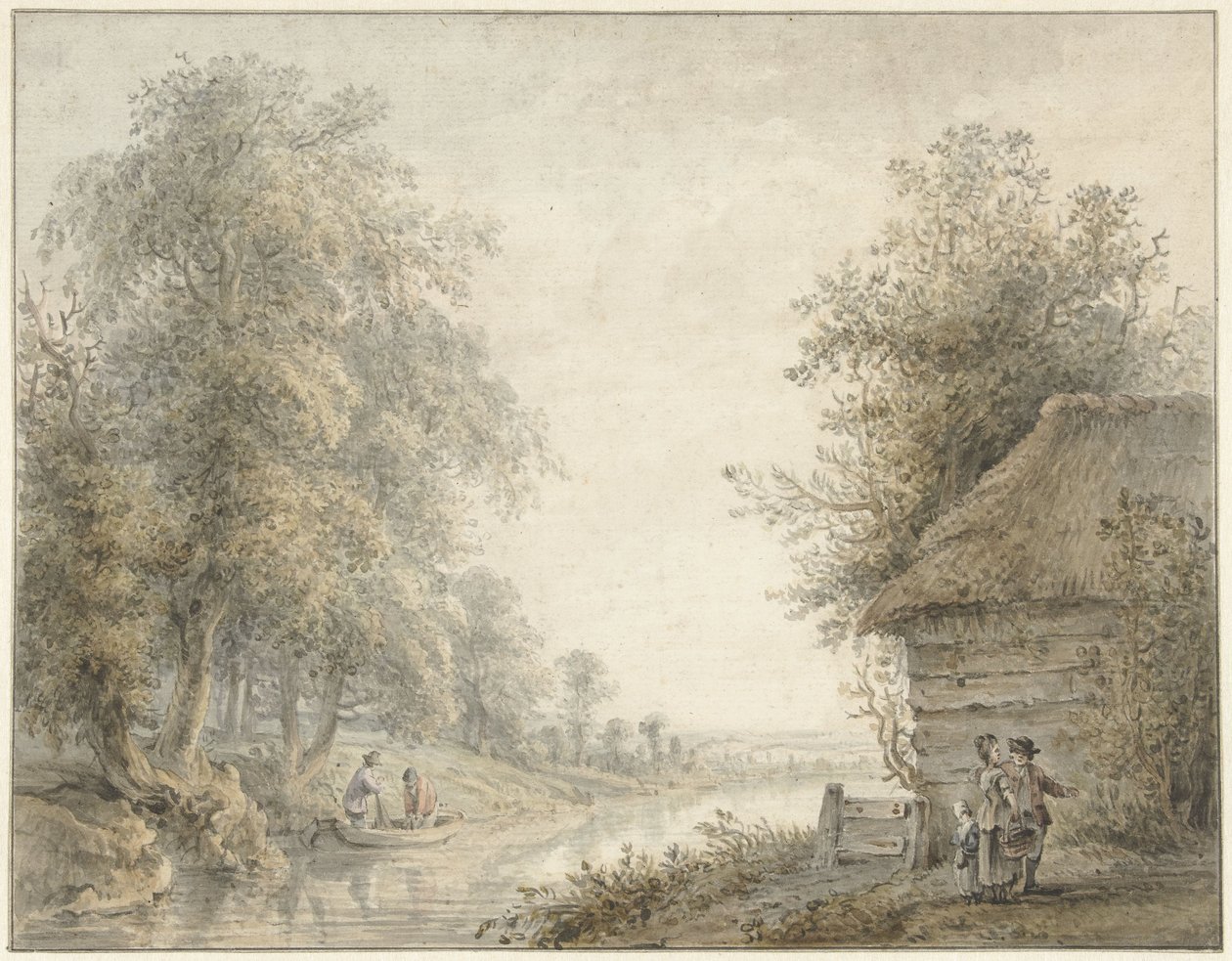 Bauernscheune an einem Kanal am Waldrand von Jacobus Versteegen