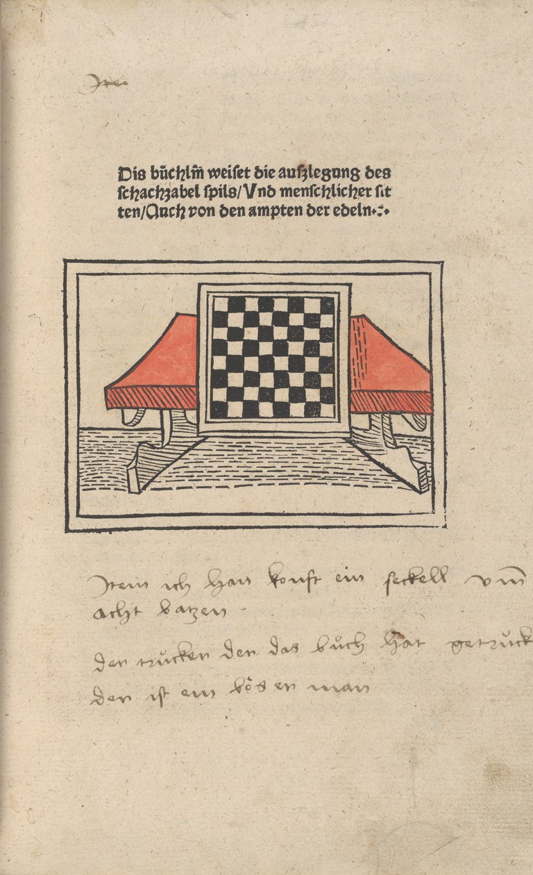 Das Buch des Schachs, 1483 von Jacobus de Cessolis