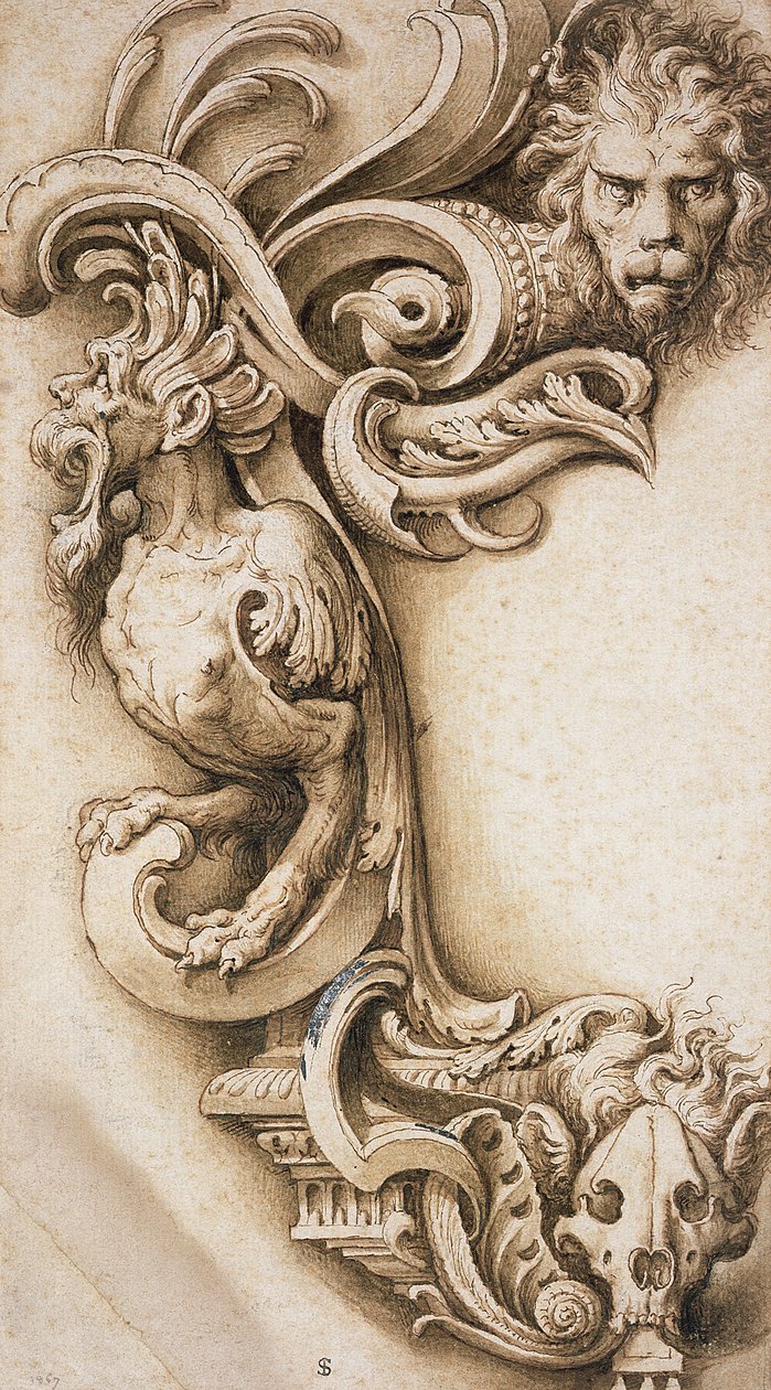 Groteske Schriftrolle von Jacopo Ligozzi