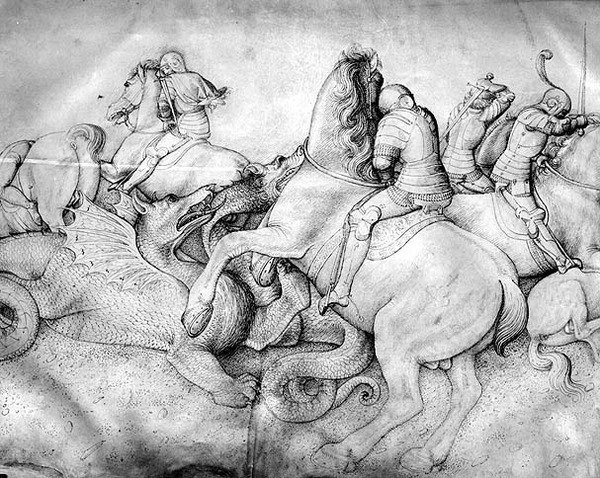 Kampf gegen Drachen, ca. 1450 von Jacopo Bellini