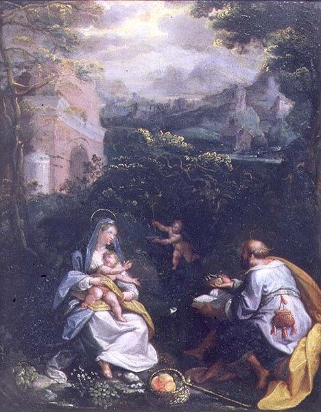 Ruhe auf der Flucht nach Ägypten von Jacopo Zucchi