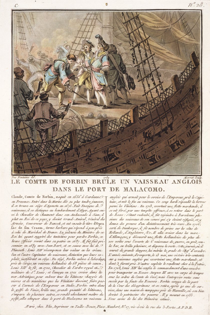 Claude, Comte de Forbin (1656-1733), graviert von Jean Baptiste Morret (fl.1790-1820), 1789 von Jacques Francois Joseph Swebach