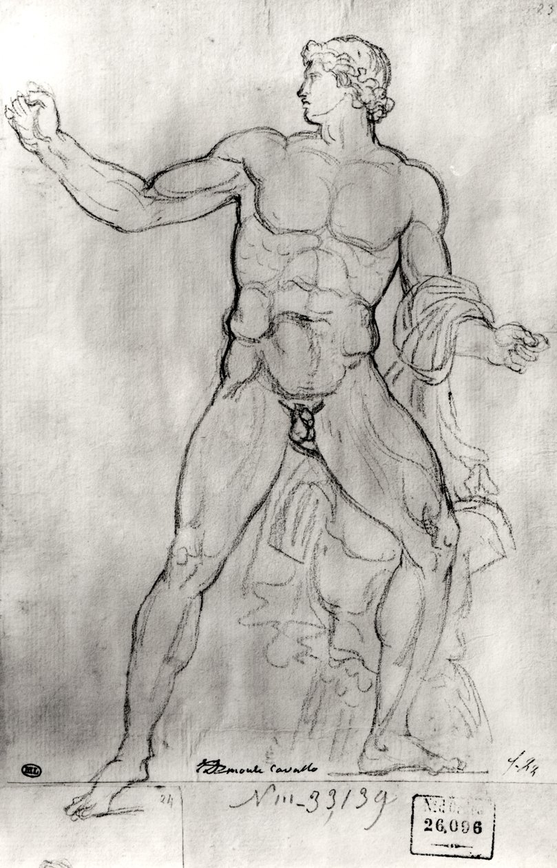 Koloss von Monte Cavallo (schwarzer Bleistift auf Papier) von Jacques Louis David