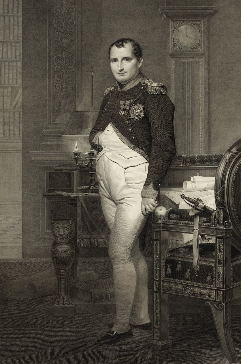 Napoleon I. in seinem Arbeitszimmer, graviert von Jean Nicholas Laugier von Jacques Louis David