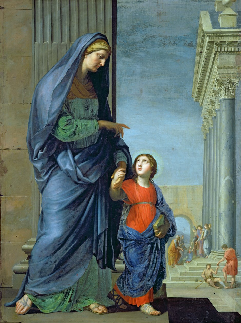 St. Anna führt die Jungfrau zum Tempel, um 1635-45 von Jacques Stella