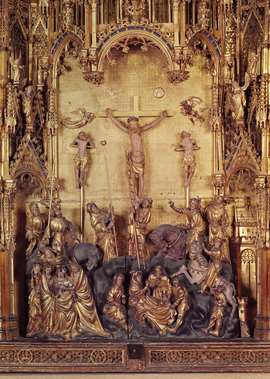 Altarbild der Kreuzigung (Detail des zentralen Panels) von Jacques de Baerze or Baers