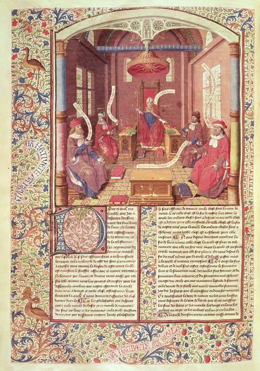 Ms 246 fol.354v St. Augustinus, Epikur, Zenon, Antiochus und Varron, aus 