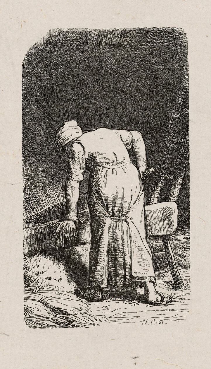 Frau beim Flachsbrechen von Jacques Adrien Lavieille