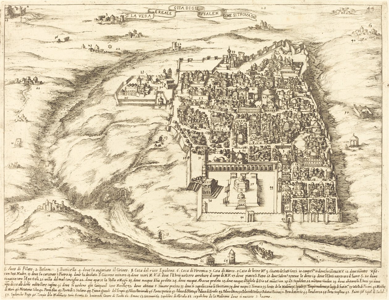 Luftaufnahme der Stadt Jerusalem von Jacques Callot