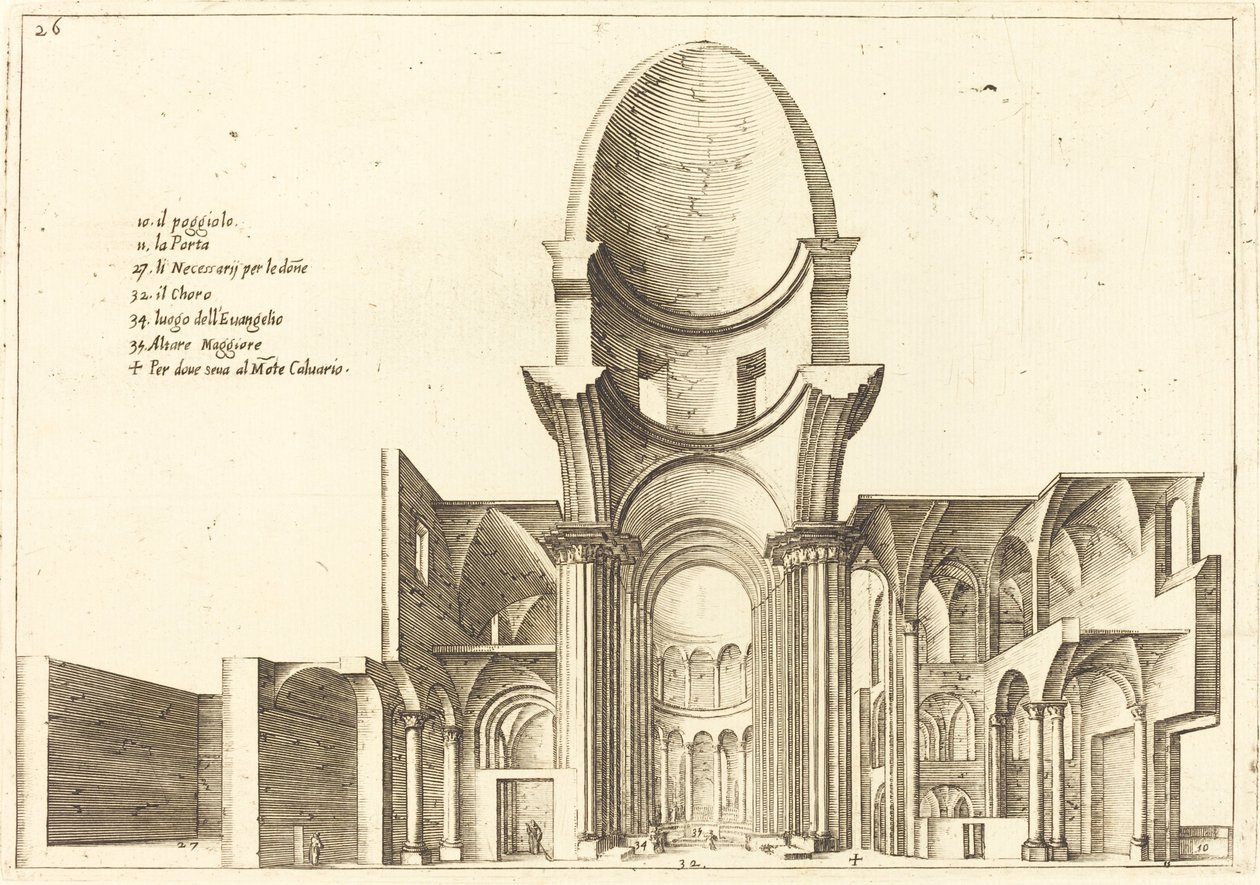 Querschnitt einer Kirche von Jacques Callot